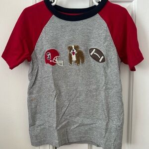 Boys Gymboree size 4T short sleeve shirt with bulldog and football appliqué.